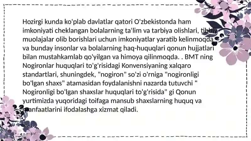 Inklyuziv ta'lim Gospital pedagogikadan tayyorlagan taqdimoti 3