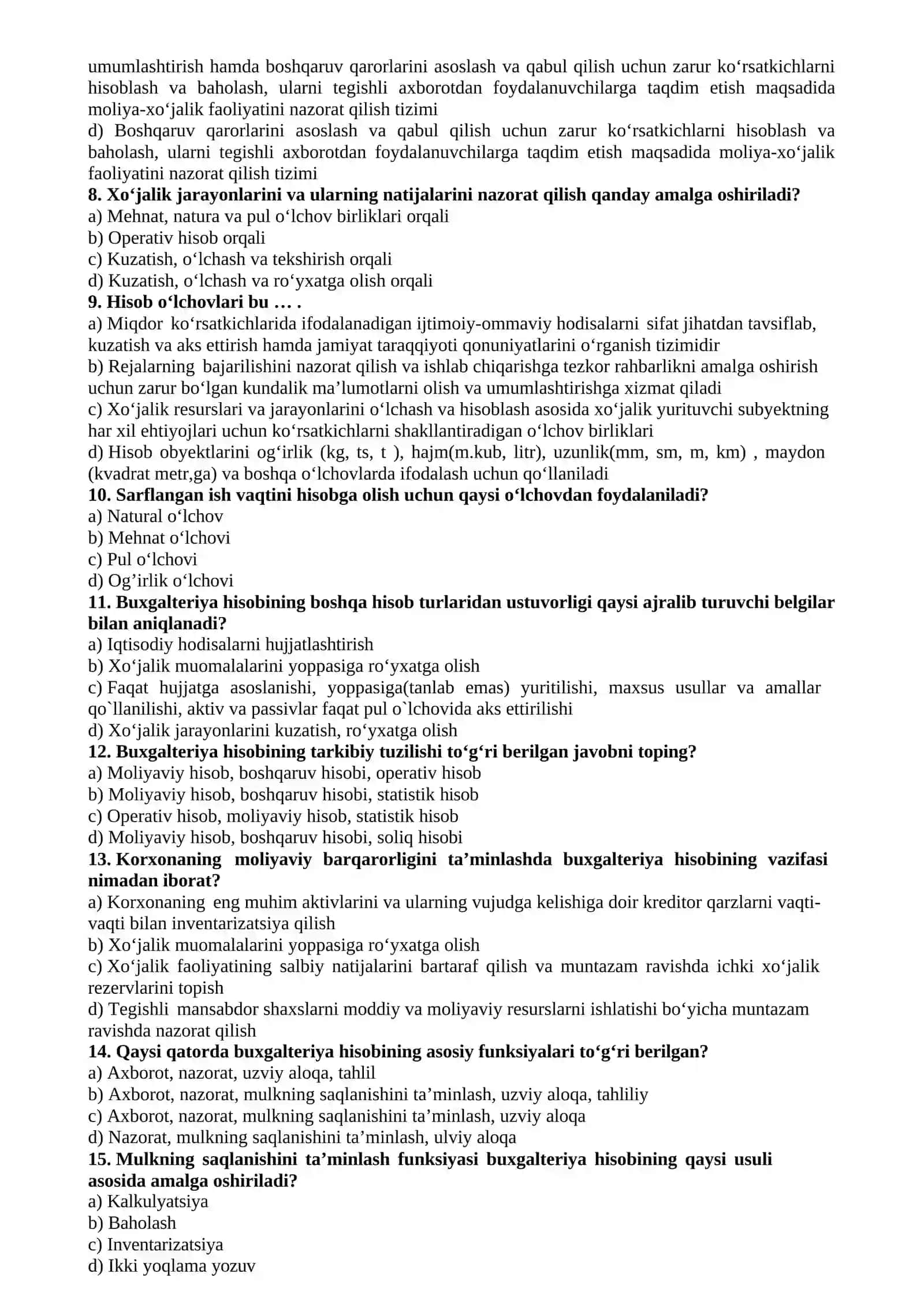 BIZNESDA BUXGALTERIYA HISOBI (FANIDAN TESTLAR TO‘PLAMI) 3
