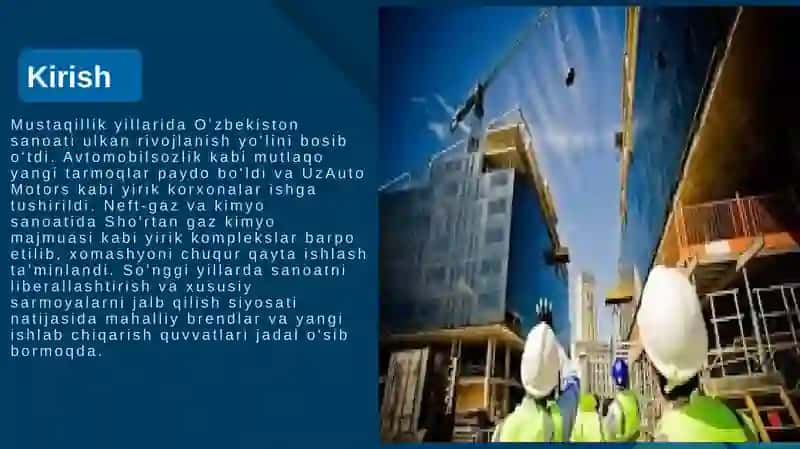 Mustaqillik yillarida sanoat korxonalari qurilishi va ularning rivojlanish 3