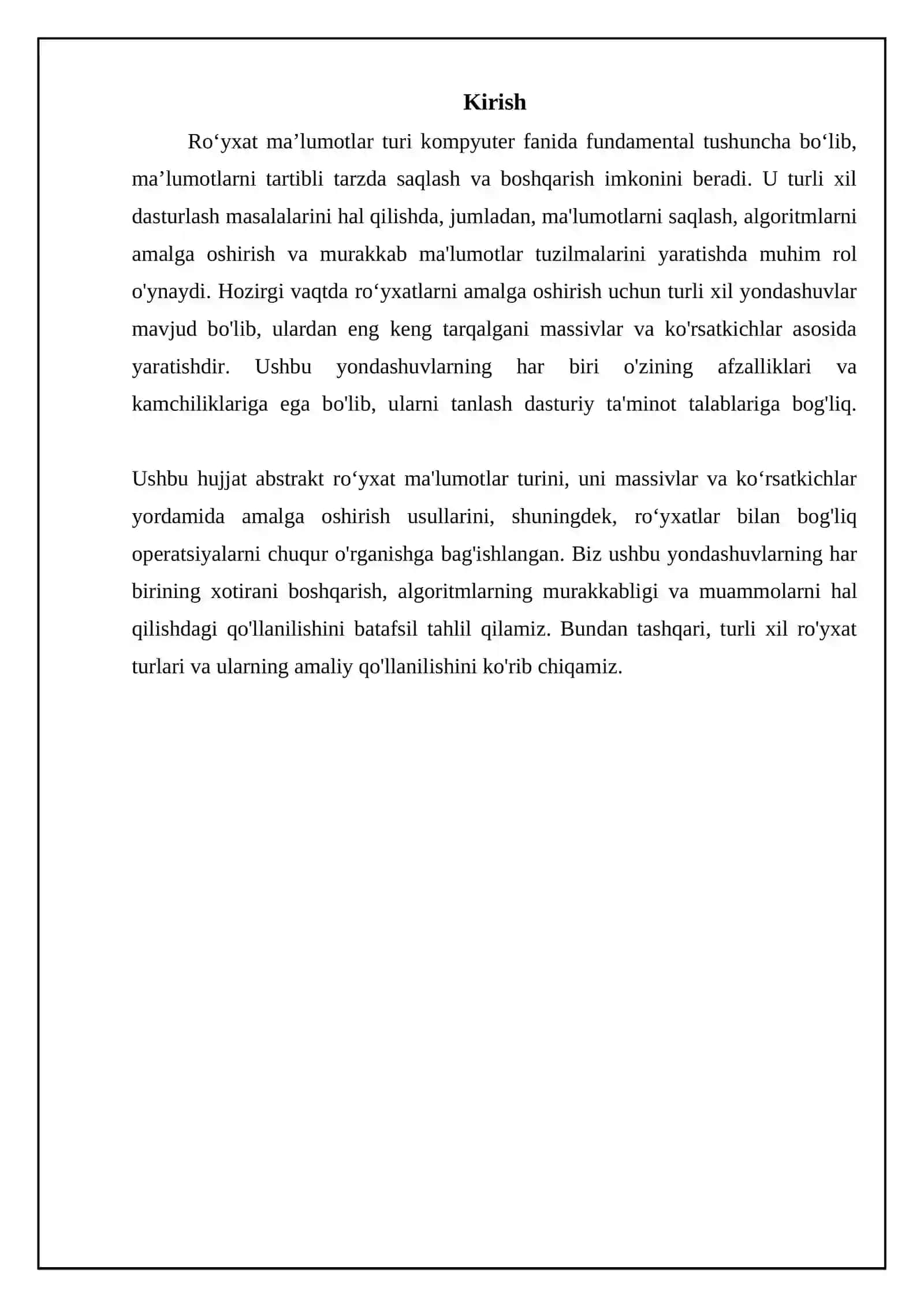 Abstrakt ro 'yxat turi va ro 'yxat operatsiyalari 3