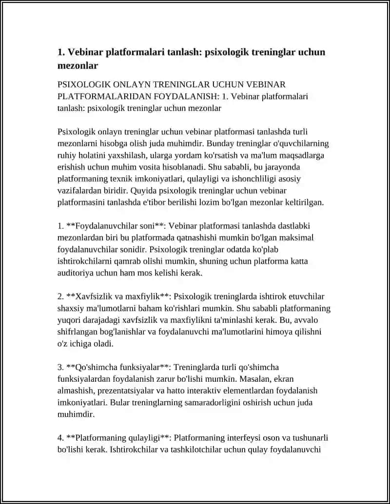 PSIXOLOGIK ONLAYN TRENINGLAR UCHUN VEBINAR PLATFORMALARIDAN FOYDALANISH 3