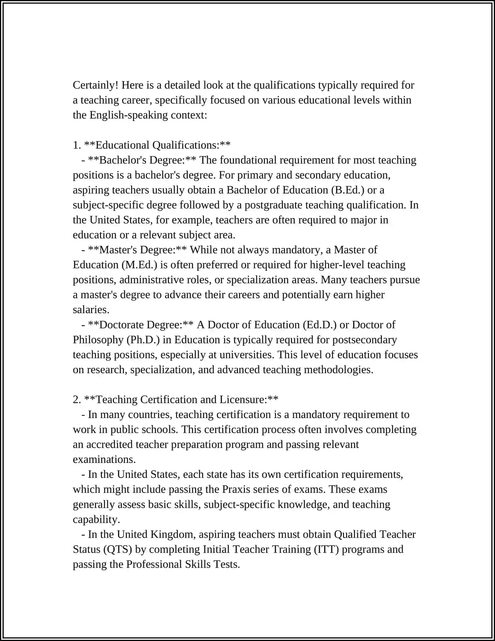 QUALIFICATIONS FOR TEACHING CAREER IN ENGLISH-SPEAKING CONTEXT 3