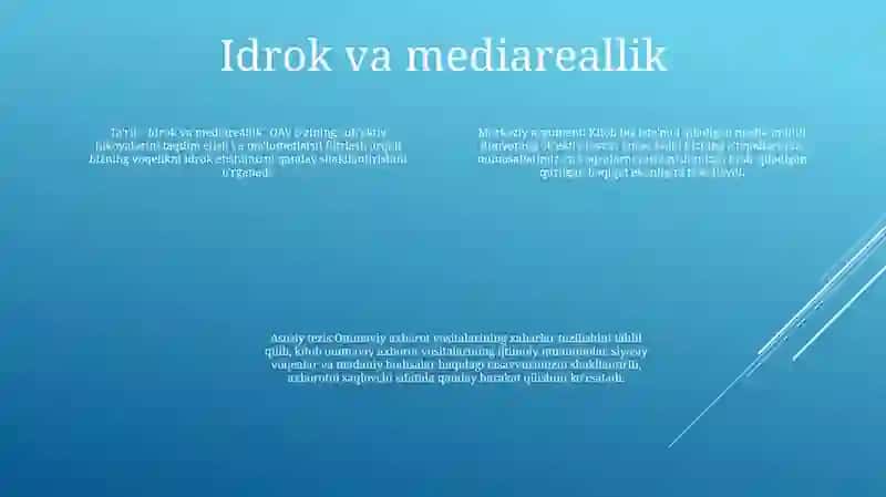 Elektron Multimedia Taqdimoti Mediareanlikni Idrok Etish Ob'Ekti Sifatida 3