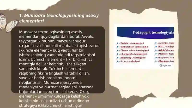 "Munozara" texnologiyasi asosida kasbiy yetuklik va pedagogning o'z o'zini rivojlantirishi 3