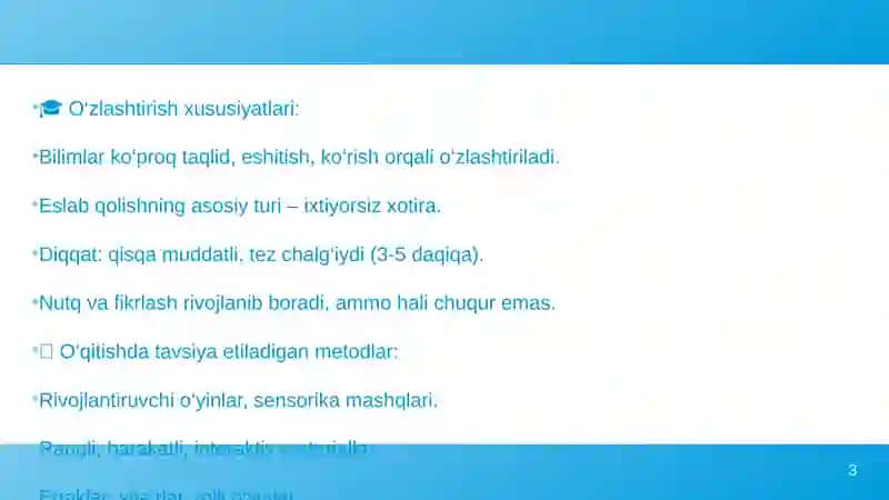 Turli yosh davrlarida o‘zlashtirish xususiyatlari 3