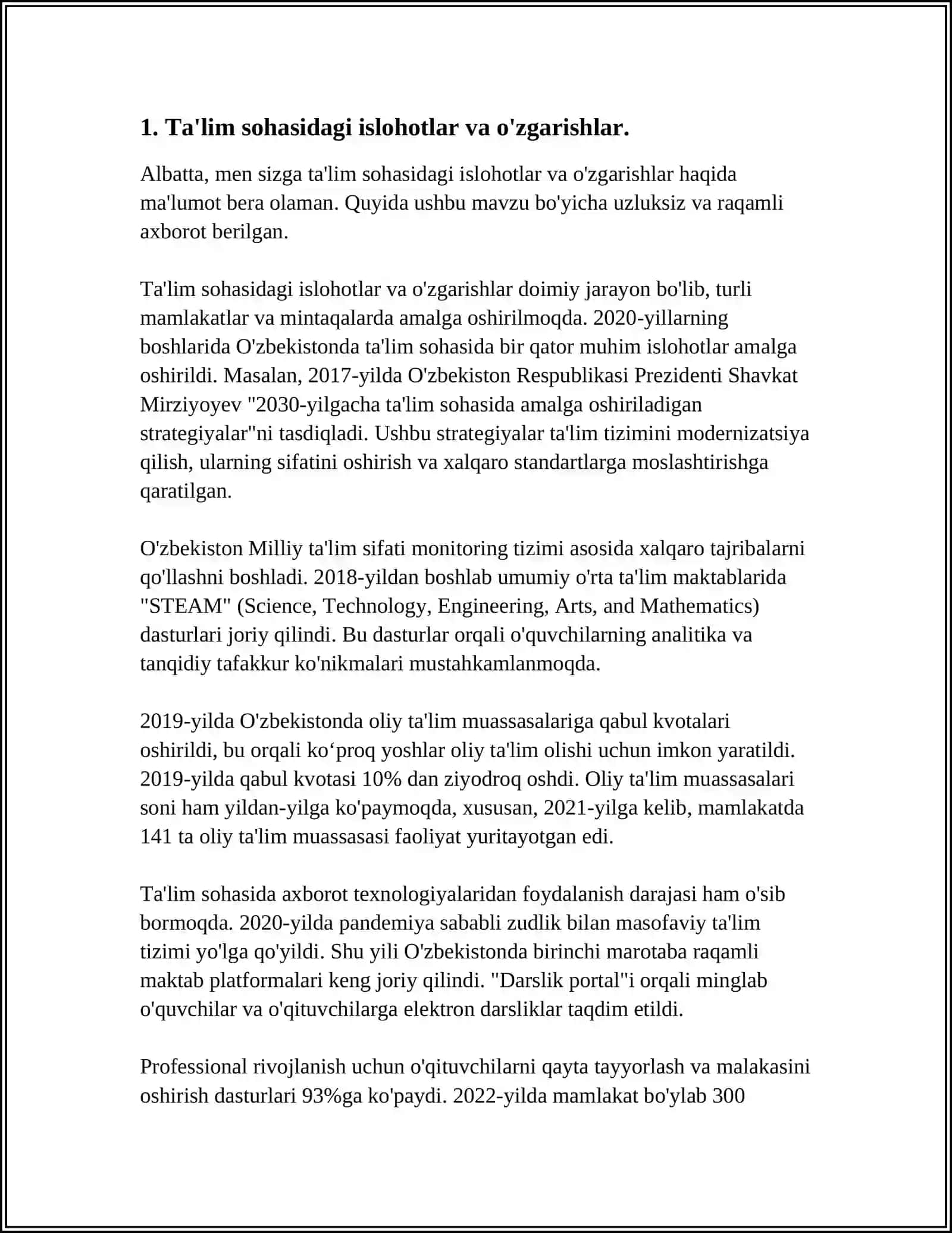 O’ZBEKISTONDA IJTIMOIY SOHADA AMALDA OSHIRILYOTGAN O’ZGARISHLARNING MAZMUN VA MOHIYATI 3