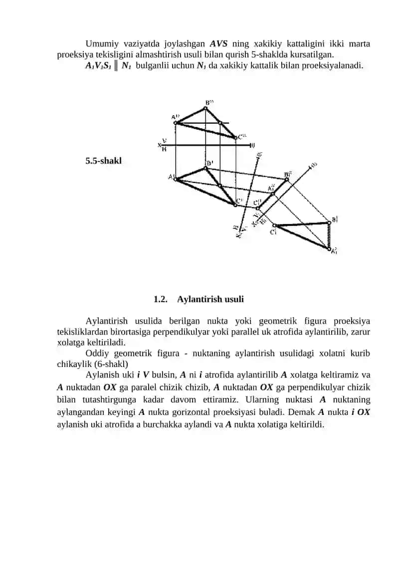 ORTOGONAL PROEKSIYALARNI QAYTA TUZISH USULLARI 3