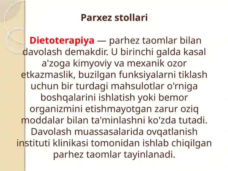Parhez stollari. Parhez stoli 1 3