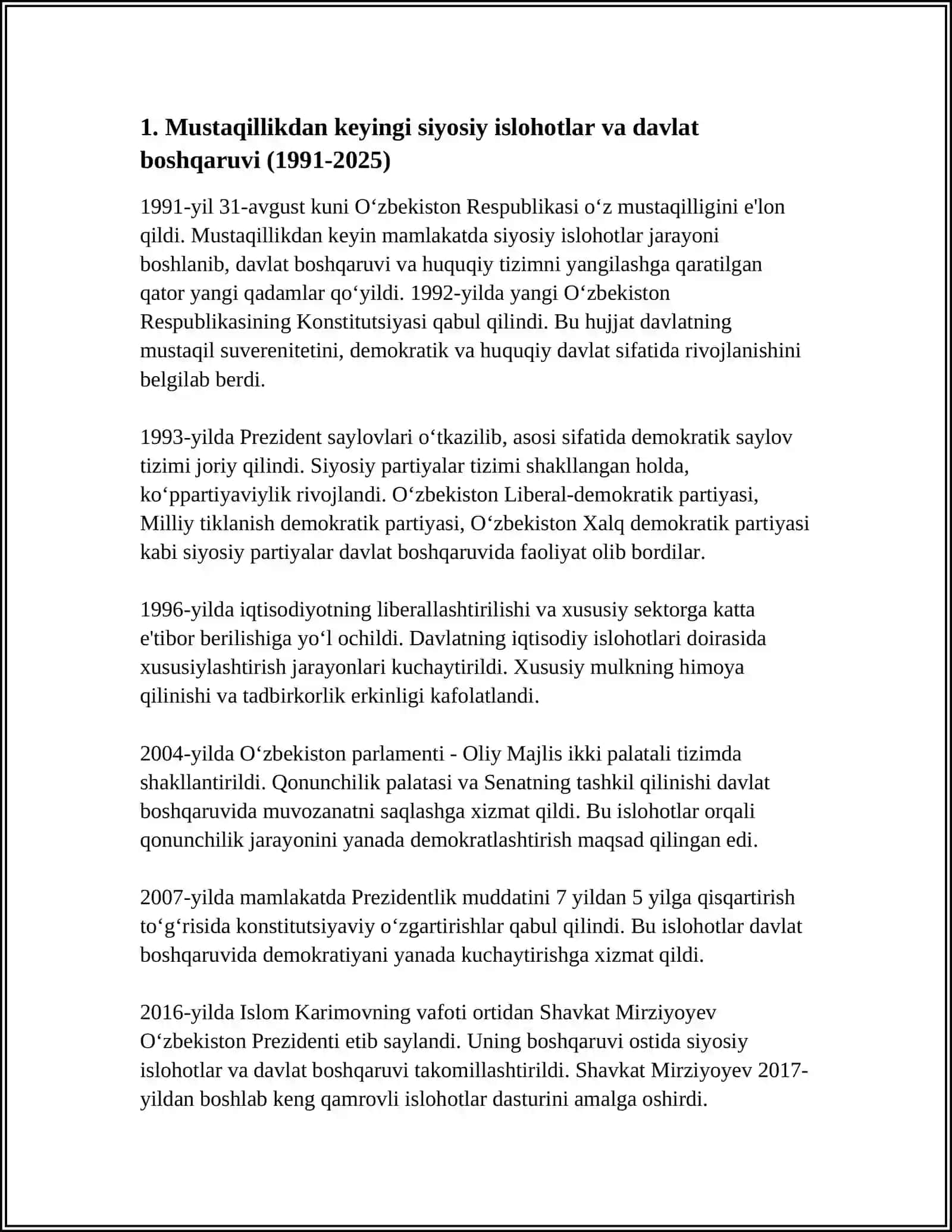 "1991-2025-YILLARDA O'ZBEKISTON VA JAHON DAVLATLARI TARAQQIYOTI" 3