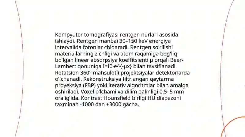 Kompyuter tomografiyasi va uni ishlashining fizik asoslari 3