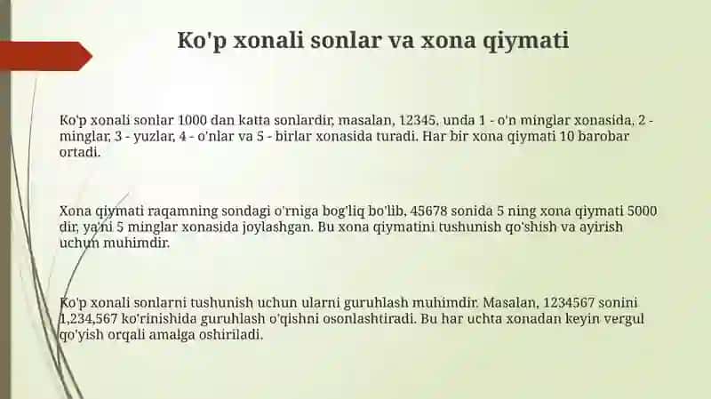 Ko'p xonali sonlar ustida amallar 3