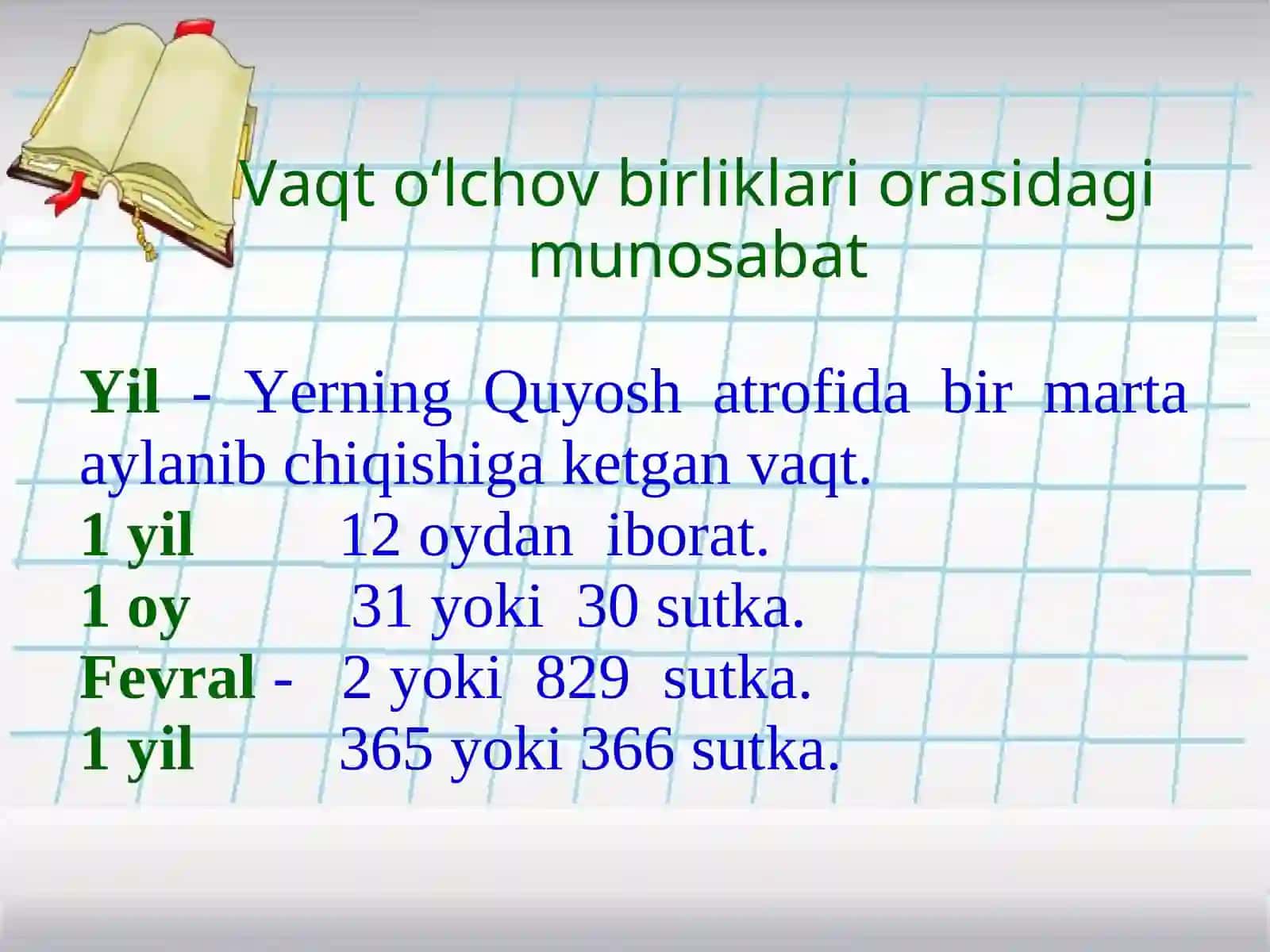 Vaqt o‘lchov birliklari orasidagi munosabat 3