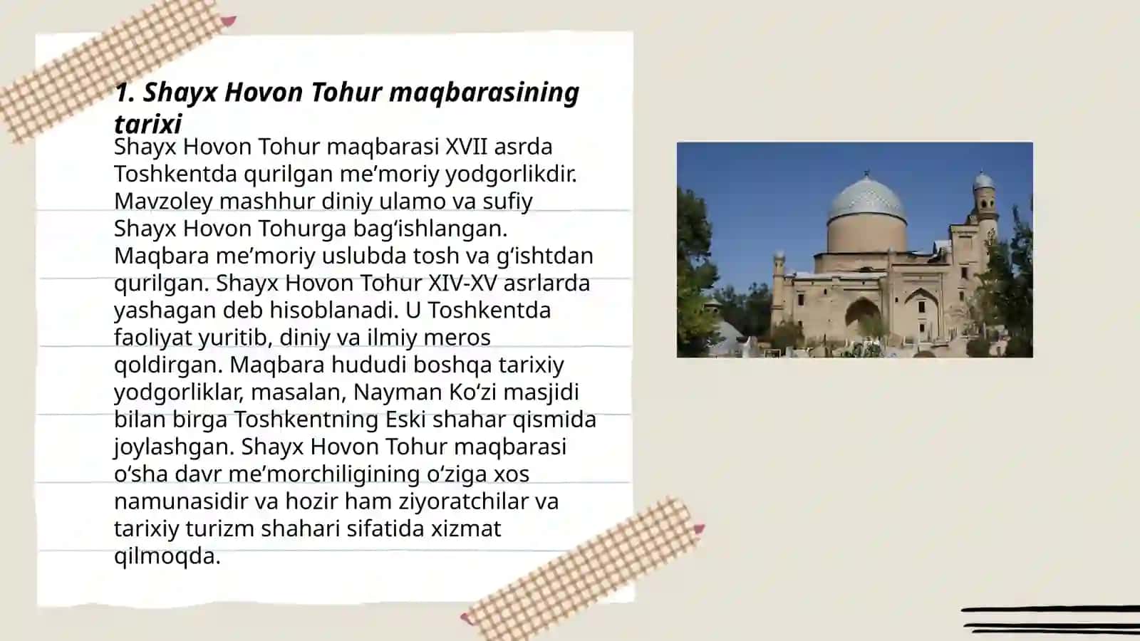 Shayx Hovon Tohur maqbarasi haqida 3