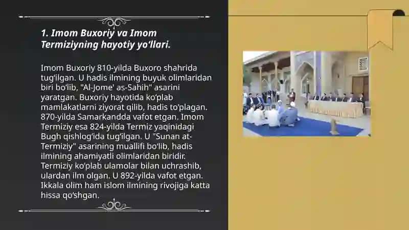 Imom Buxoriy va Imom Termiziyning hadis ilmiga qoʻshgan hissalarini qiyosiy tahlili 3
