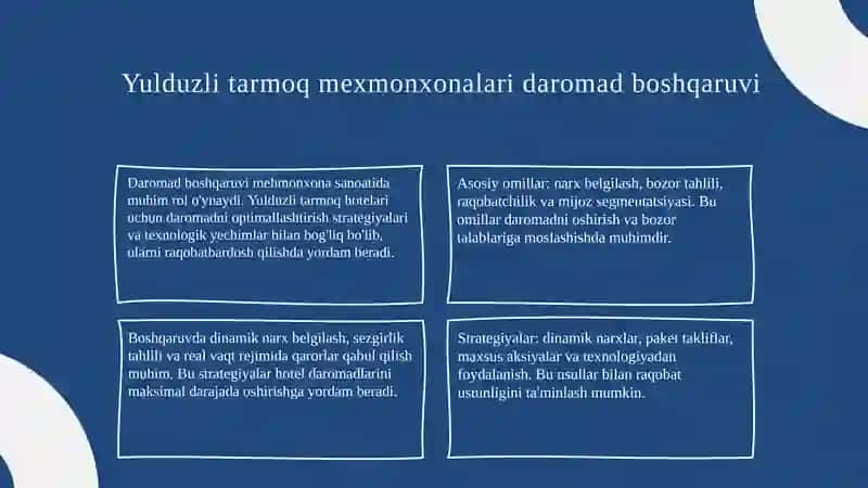 Daromadlarni boshqarishni amalga  oshirishda 5 yulduzli tarmoq mexmonxonalar tajribasi 3