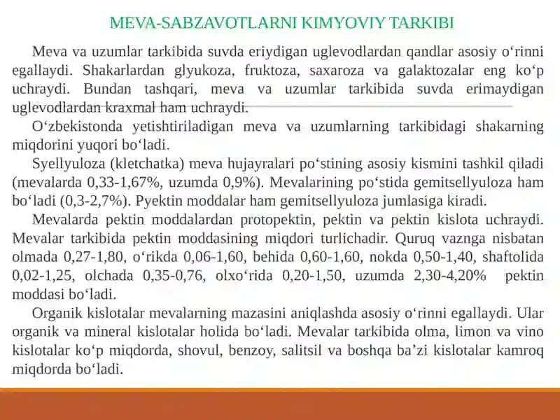 MEVA-SABZAVOTLARNI KIMYOVIY TARKIBI 3