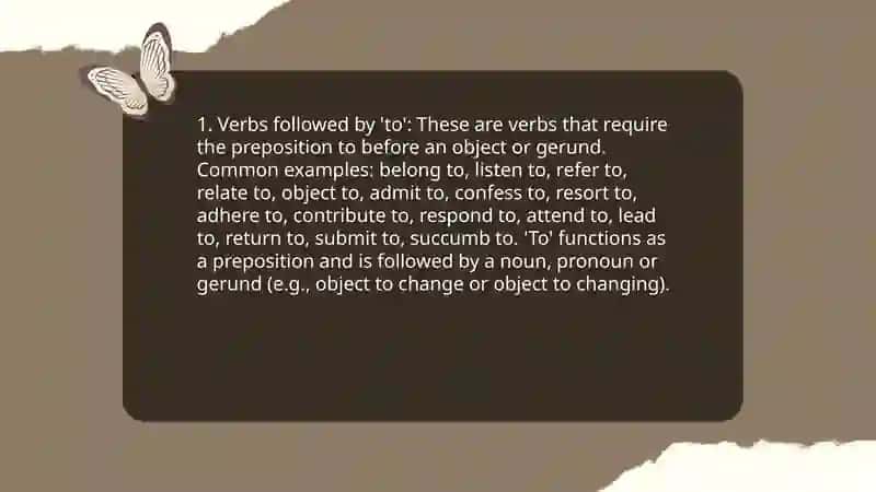Prepositions after verbs 3