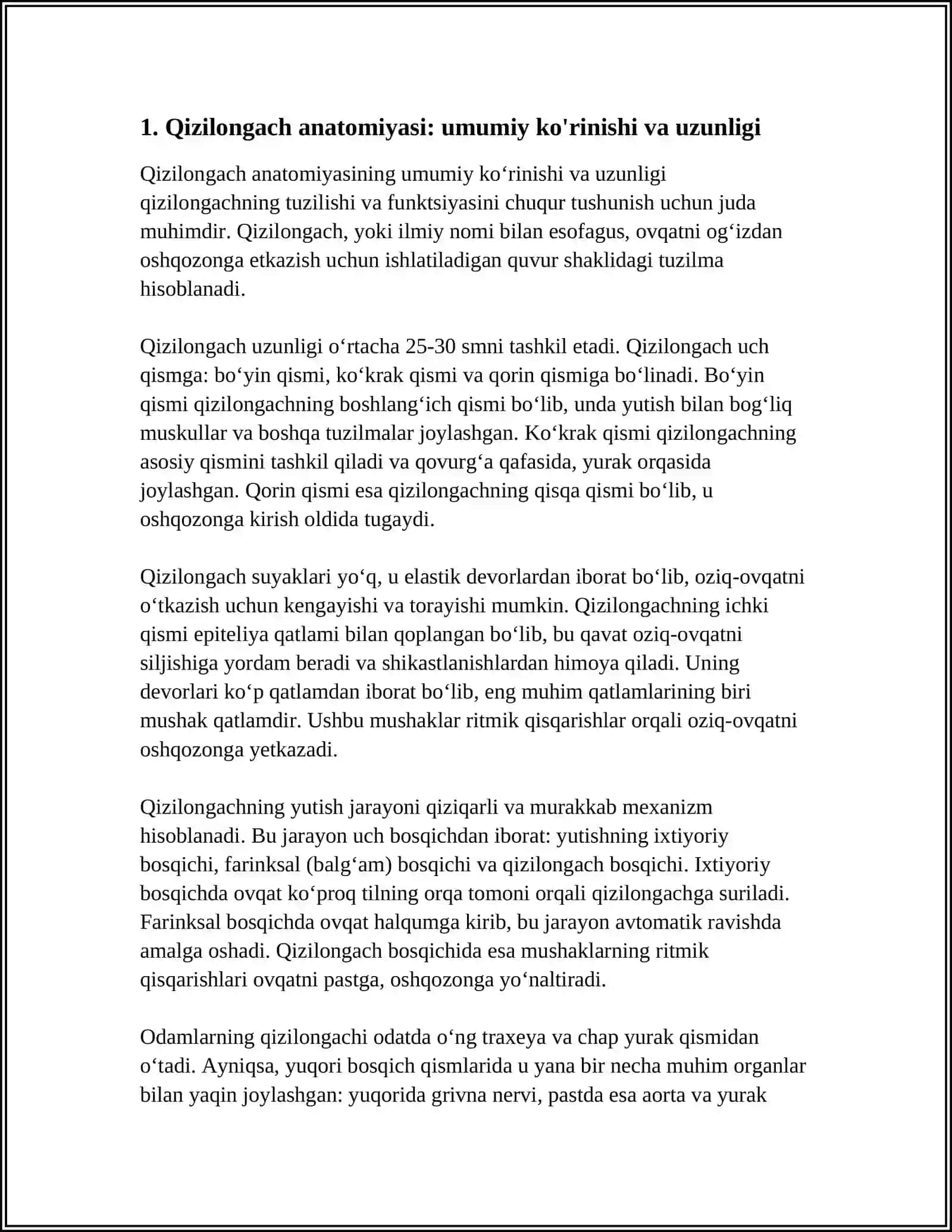 QIZILONGACH VA OSHQOZON TUZILISHI 3