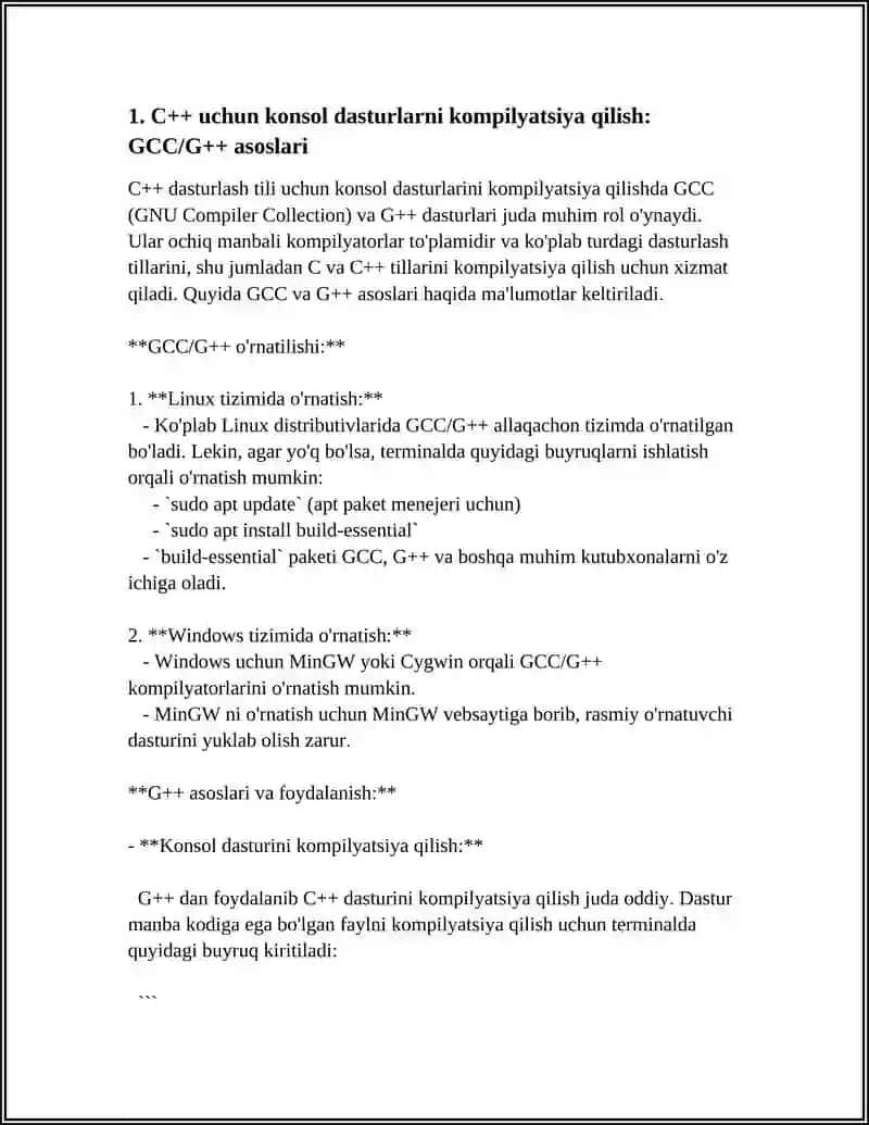 C++ TILI UCHUN KONSOL REJIMDAGI. DASTURLASH MUHITLARI 3