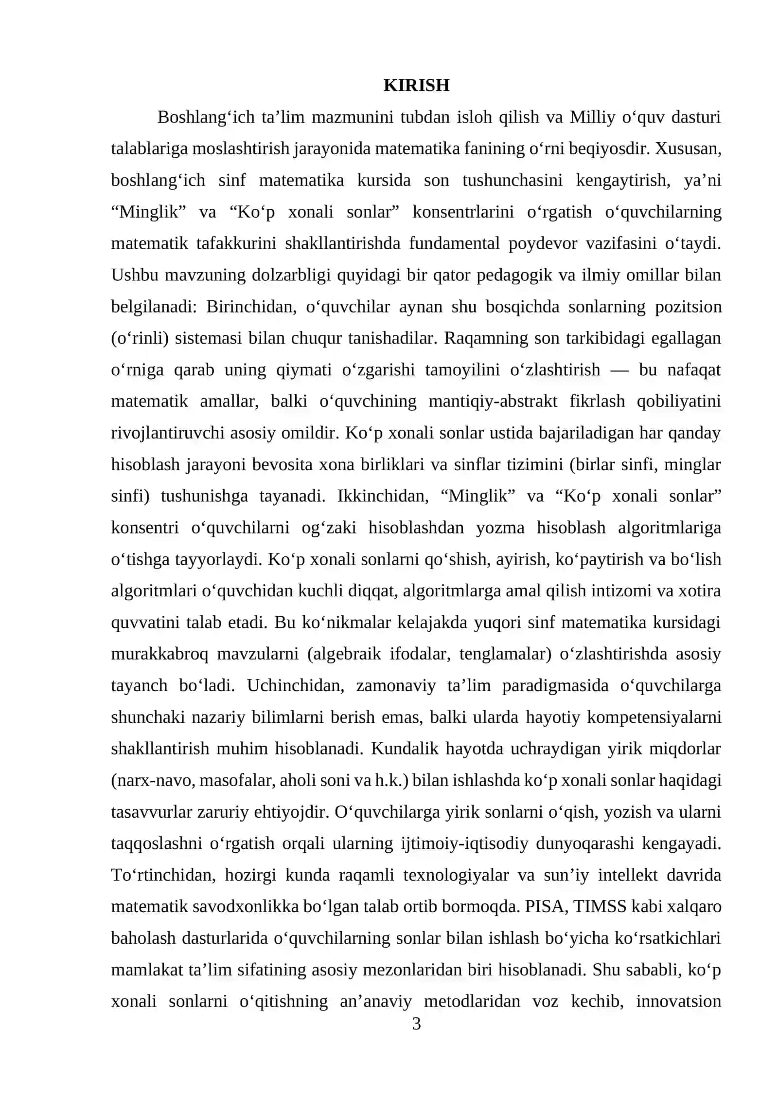 MATEMATIKA VA O‘QITISH METODIKASI FANIDAN KURS ISHI 3