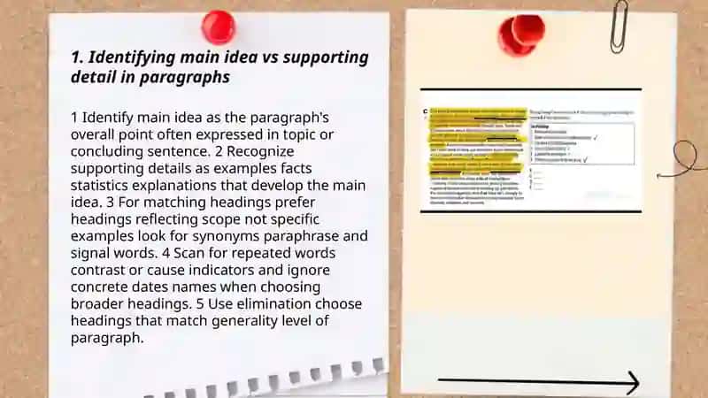 Matching headings and features in reading tasks 3
