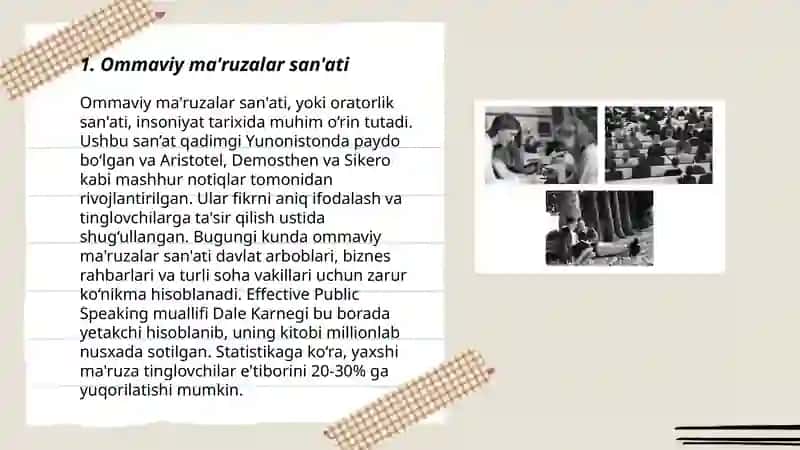 Ommaviy ma'ruzalar, notiqlik turlari 3