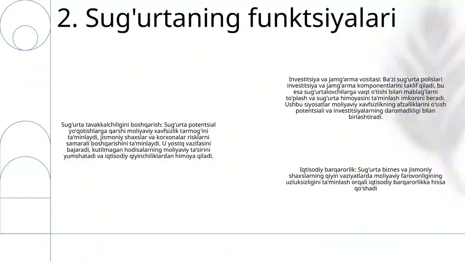 Sug'Urta Mohiyati Va Funksiyalariga 10 Ta Savol Javoblari Bilan 3