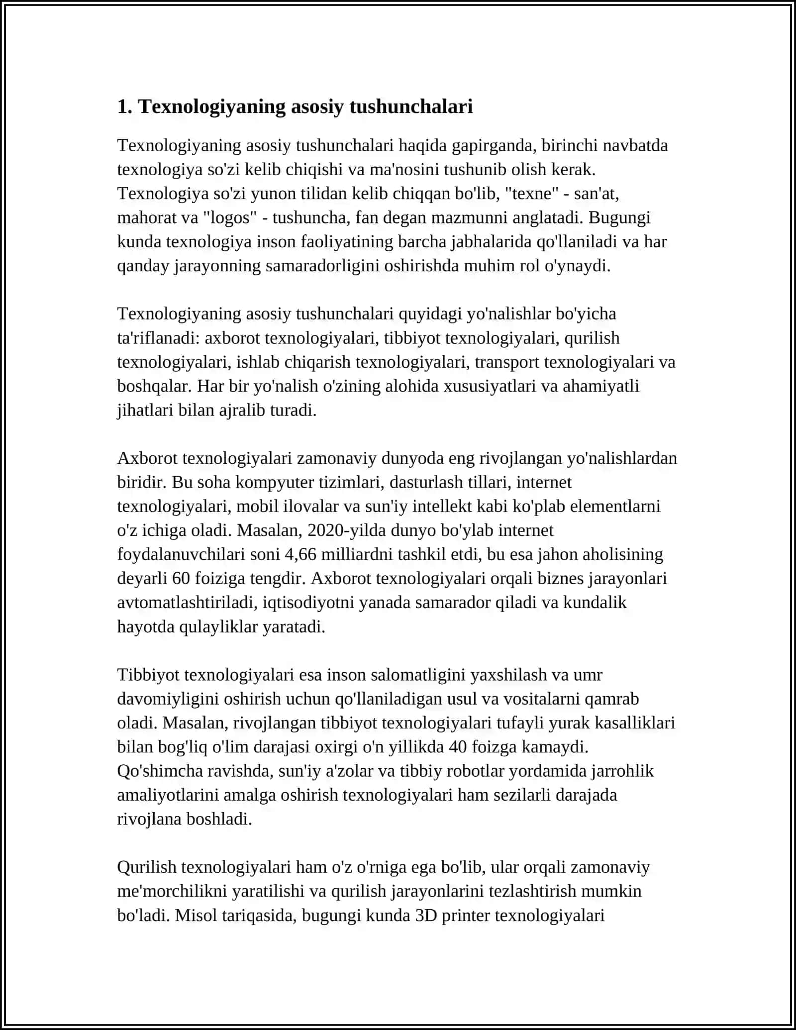 TEXNALOGIYA TUSHUNCHASI, AXBOROT TEXNALOGIYALARI VA ULARNING TURLARI 3