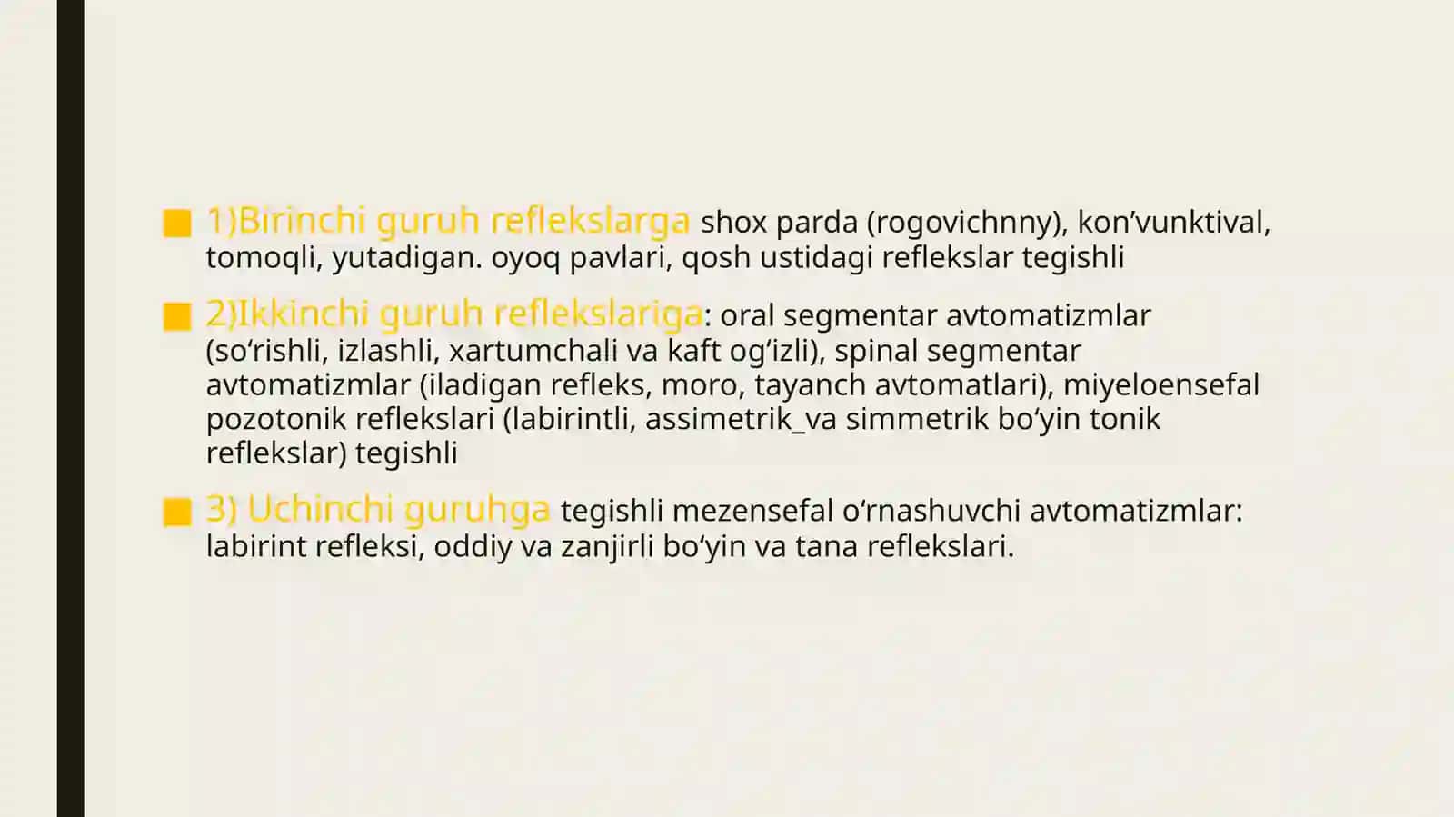 Chaqaloqlar shartsiz reflekslari 3