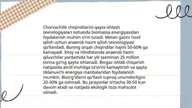 Chorvachilik chiqindilari qayta ishlash texnologiyasi 3