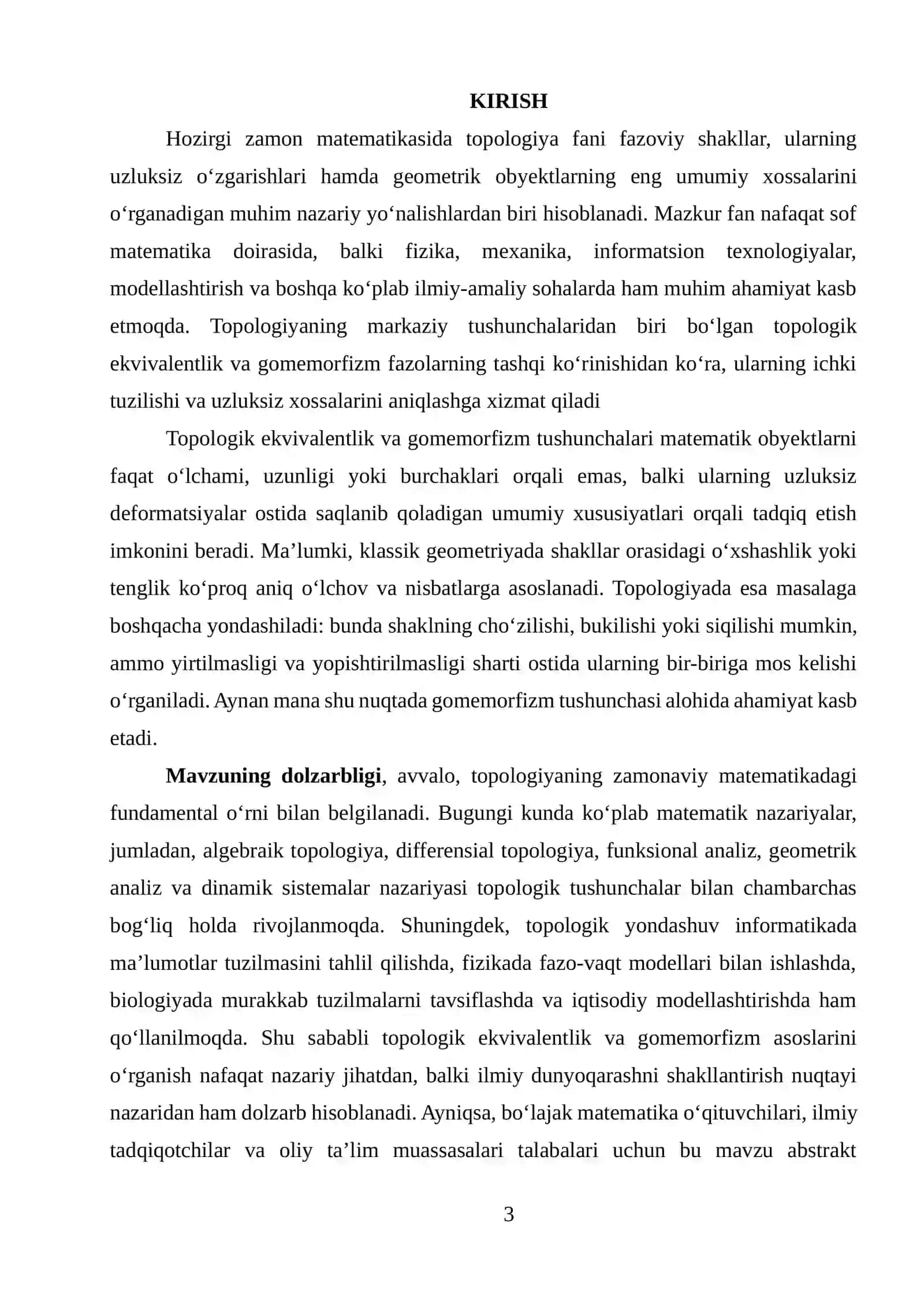 TOPOLOGIK EKVIVALENTLIK VA GOMEMORFIZM 3