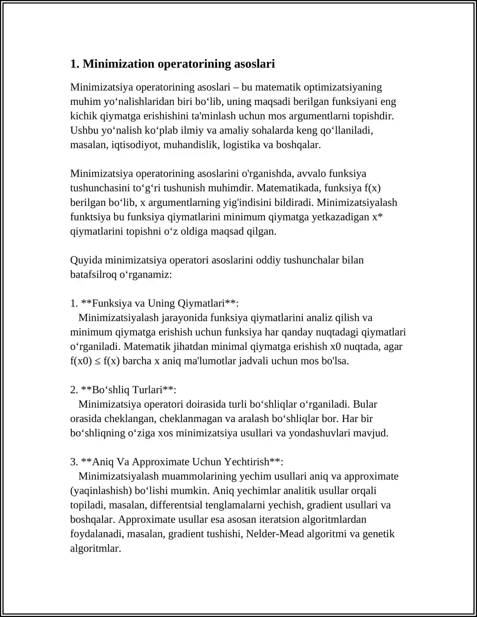 MINIMIZATSIYA OPERATORI 3