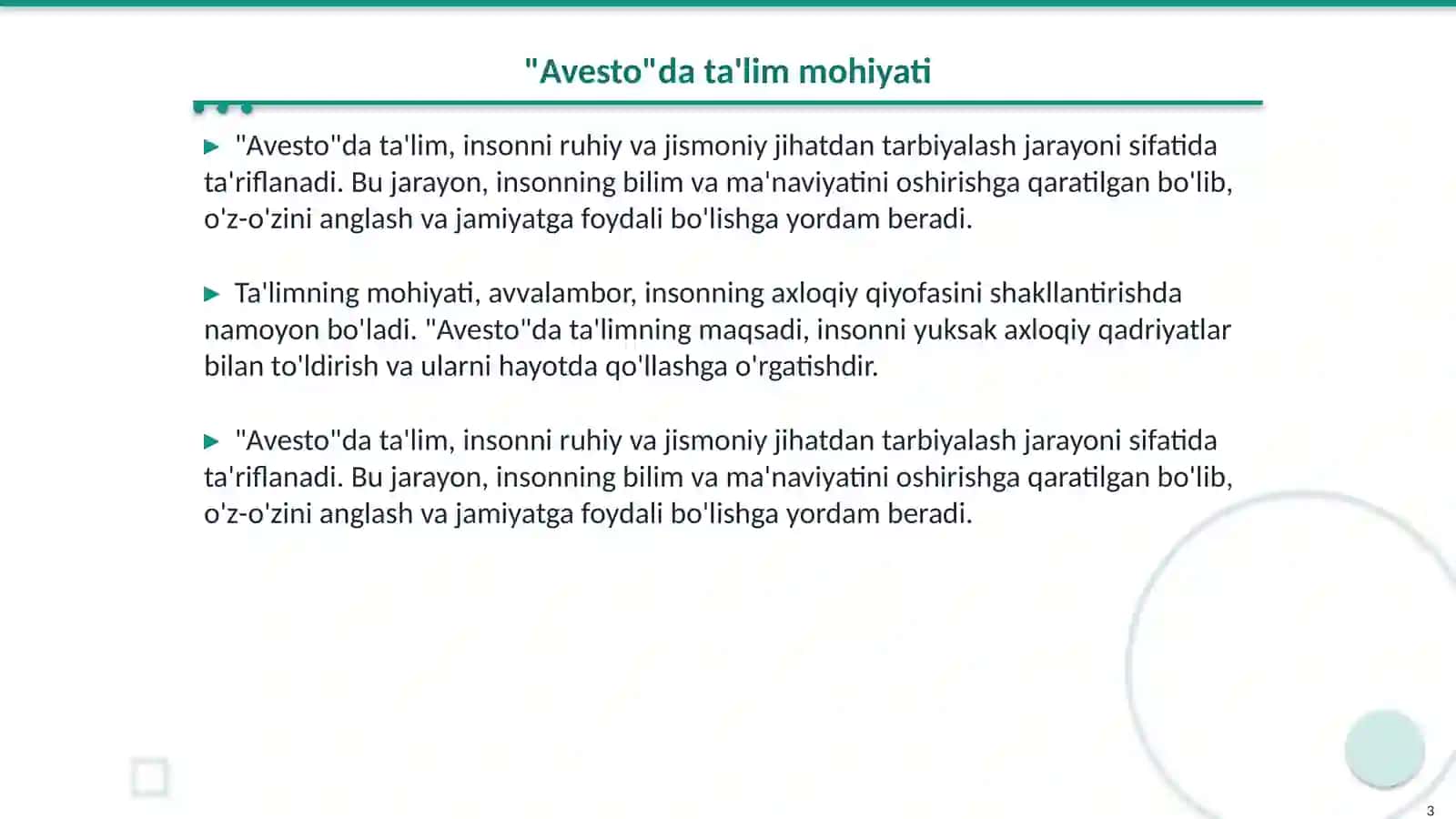 "Avesto"da ta'lim-tarbiyaga oid fikrlar 3