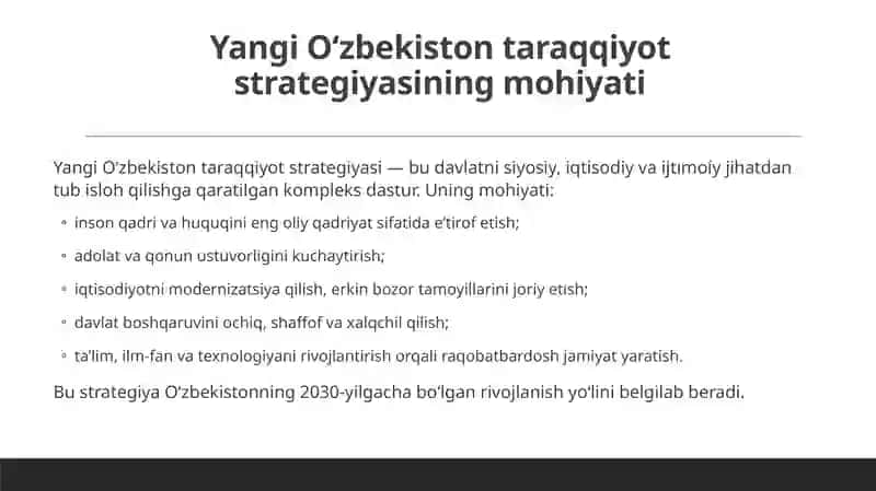Yangi O‘zbekistonning taraqqiyot strategiyasi’ kitobida rivojlanish modeli va Uchinchi Renessans 3