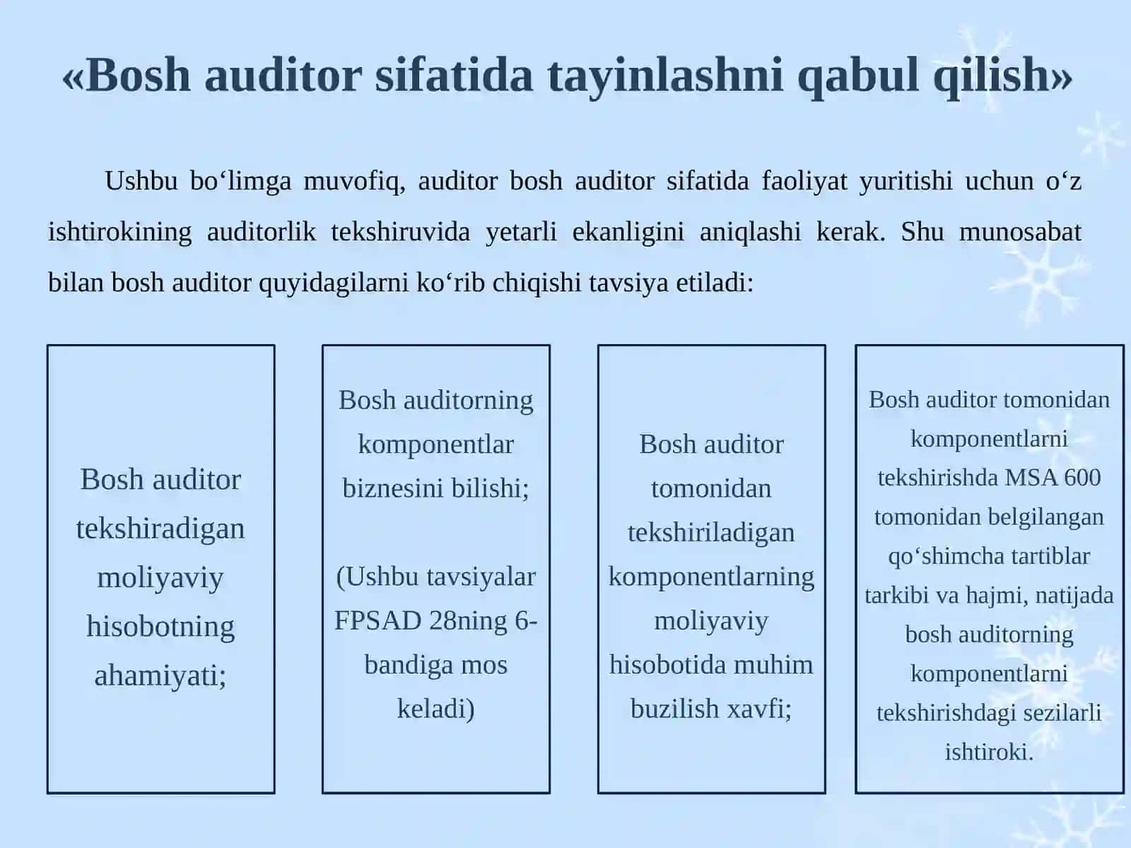 MSA 600«Boshqa auditorning ishidan foydalanish»vaFPSAD 28«Boshqa auditorning ishidan foydalanish» 3