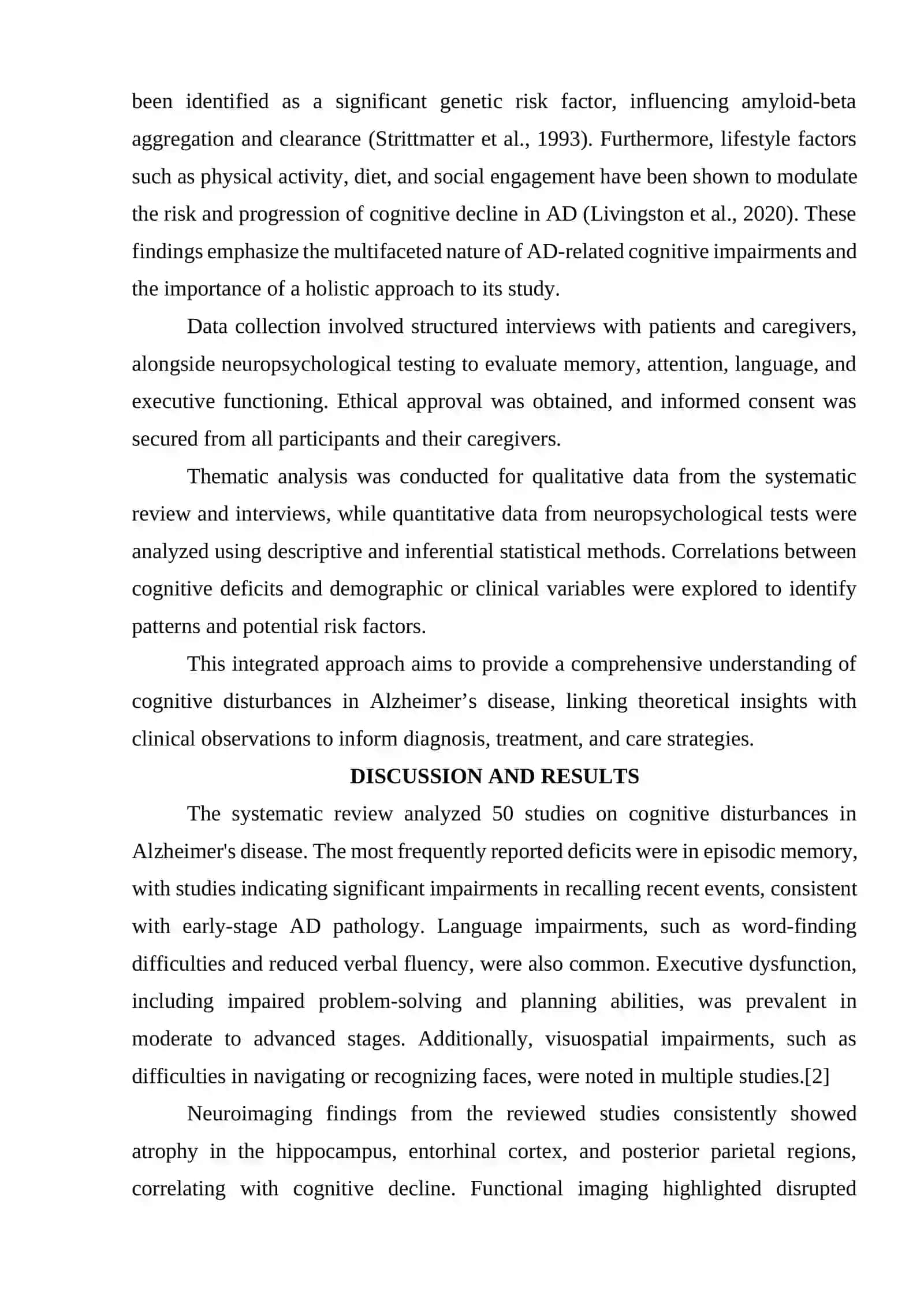 DISTURBANCES IN COGNITIVE FUNCTIONS IN ALZHEIMER'S DISEASE 3