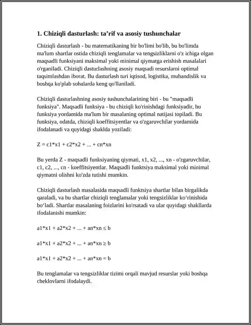 CHIZIQLI PROGRAMMALASHTIRISH MASALALARI 3