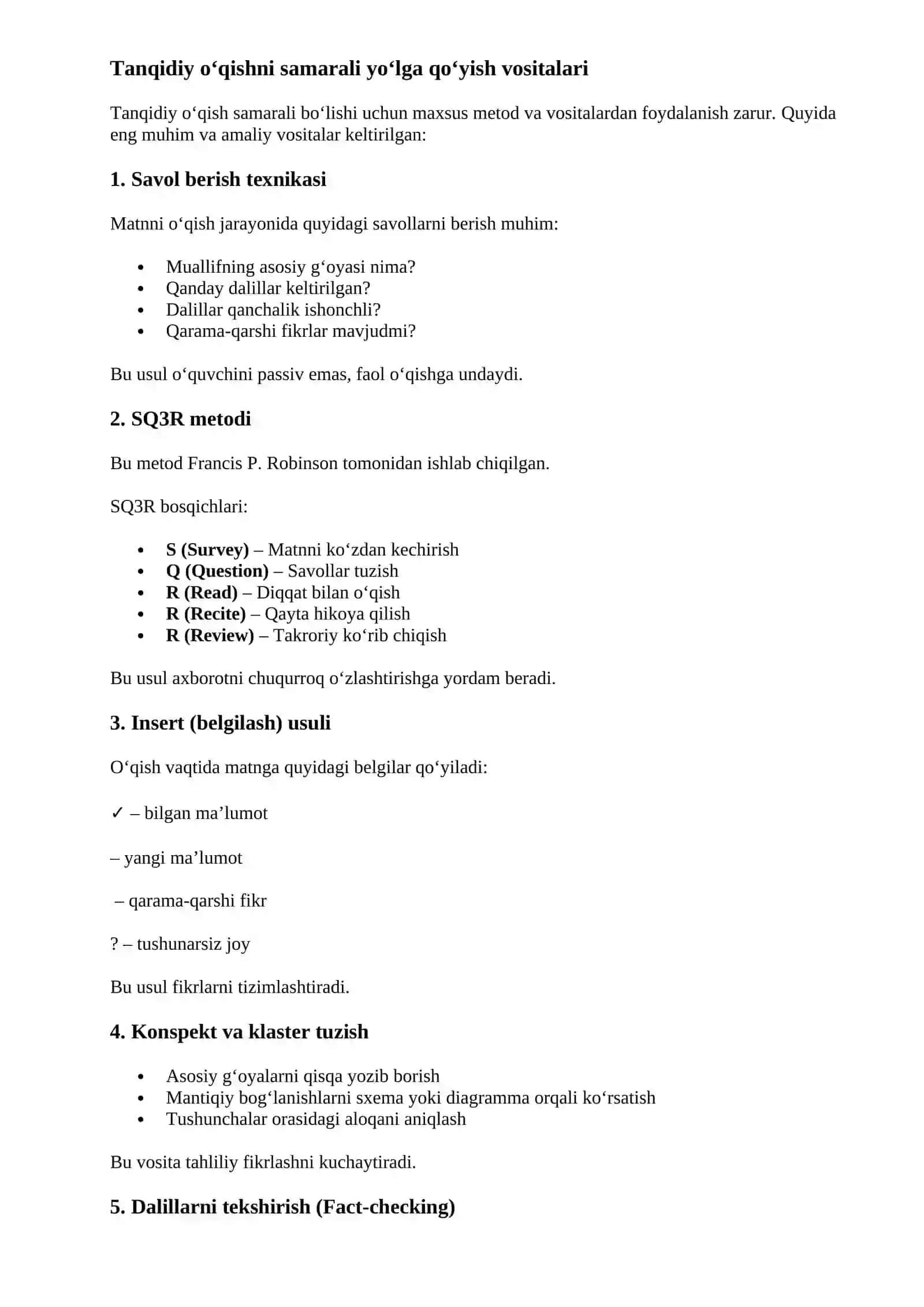 Tanqidiy o‘qish va eslatmalar bilan ishlash (note-taking) 3