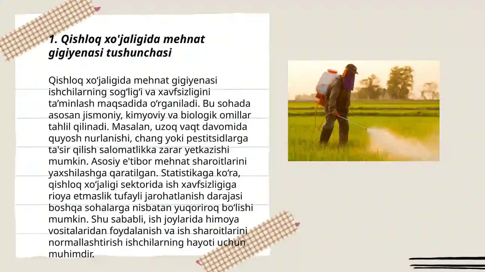 Qishloq xo'jaligida mehnat gigiyenasi 3