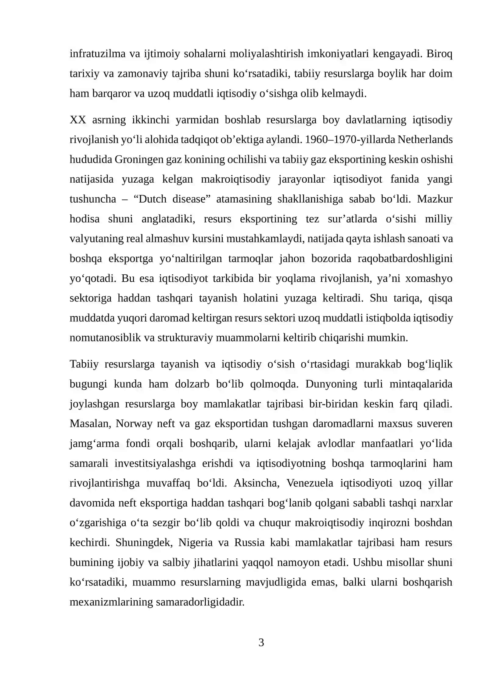 IQTISODIY O‘SISH VA TABIIY RESURSLAR: DUTCH DISEASE DINAMIKASI 3
