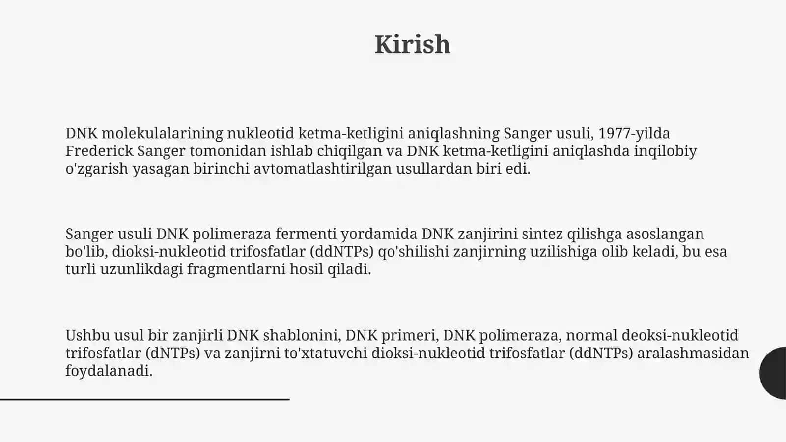 DNK molekulasining nukleotid ketma ketligini aniqlashning senger usuli 3