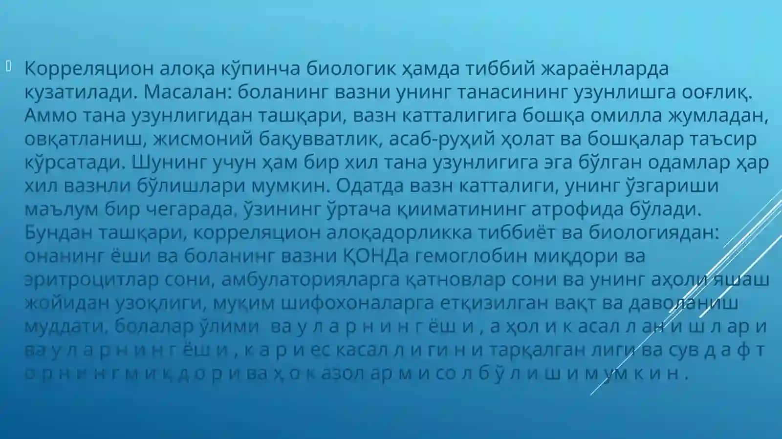 Коррелятсия ва регрессия ва улардан статистик таҳлилда фойдаланиш 3