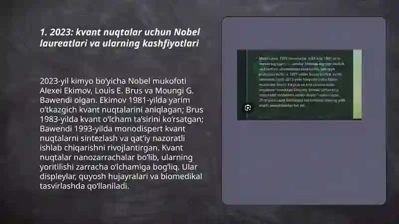 Kimyo sohasida nobel mukofoti sovrindorlari va yutuqlari 3