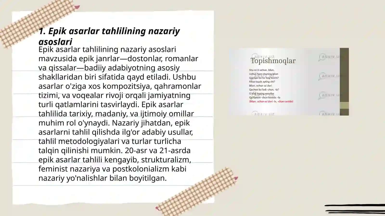 Epik asarlarni tahlil qilish metodikasi 3