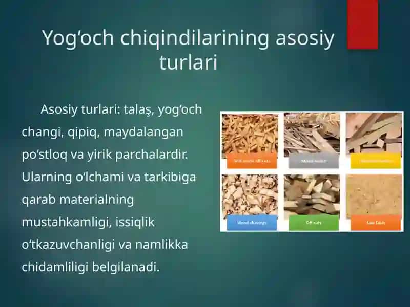 Yog‘och chiqindilari va mineral bog‘lovchilar asosida olinadigan materiallar 3
