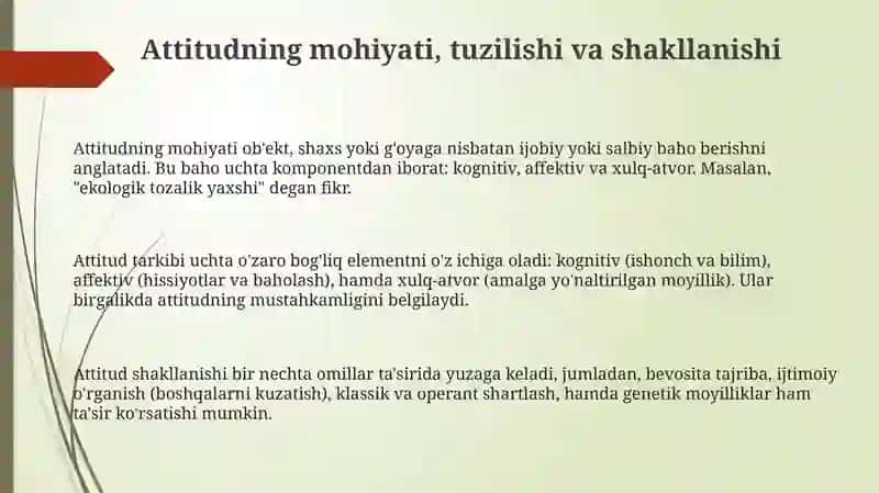 Attitudning shakllanishi, funktsiyalari va tuzilishi 3