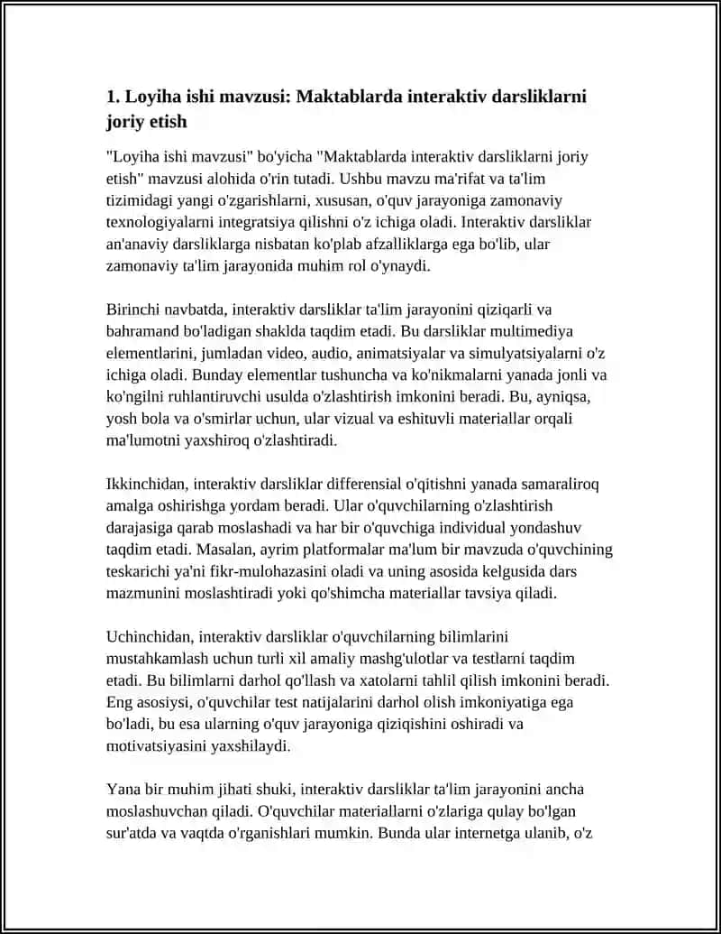 Loyiha Ishi Mavzusi: Maktablarda Interaktiv Darsliklarni Joriy Etish 3