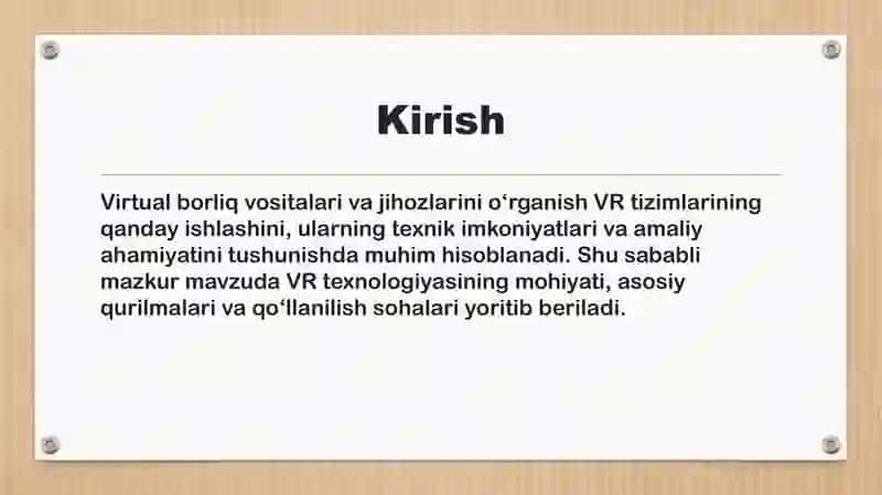 Virtual borliq (VR) vositalari va jihozlari 3
