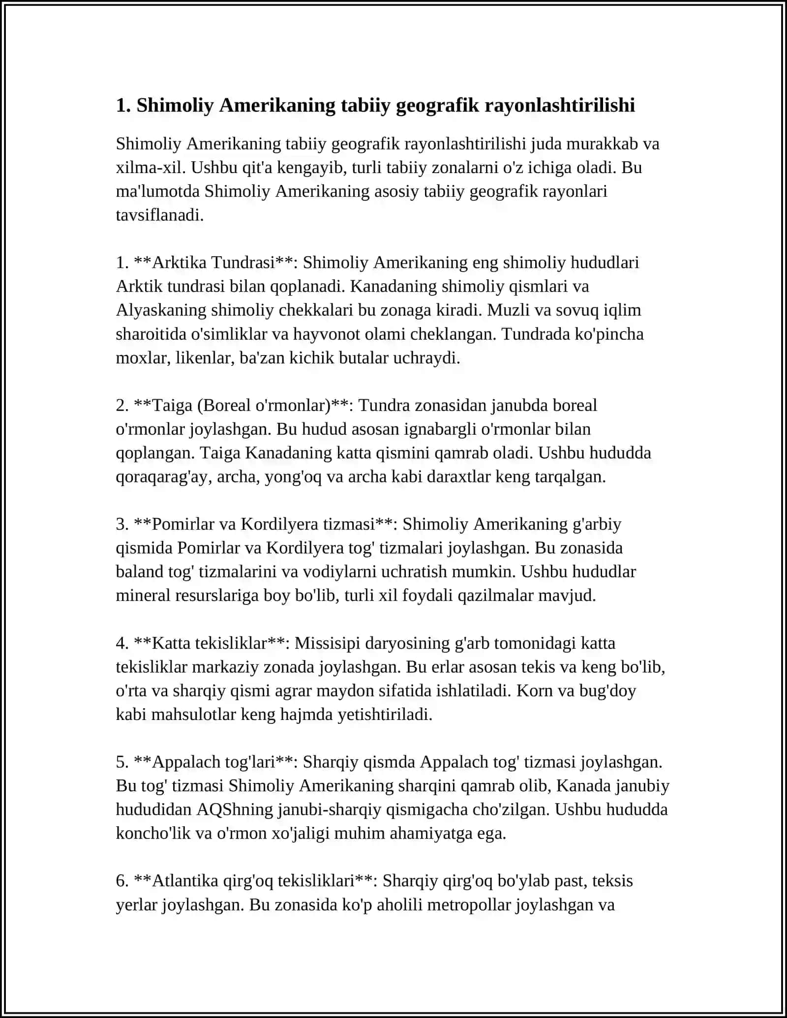 SHIMOLIY AMERIKA TABIIY GEOGRAFIK RAYONLARI 3