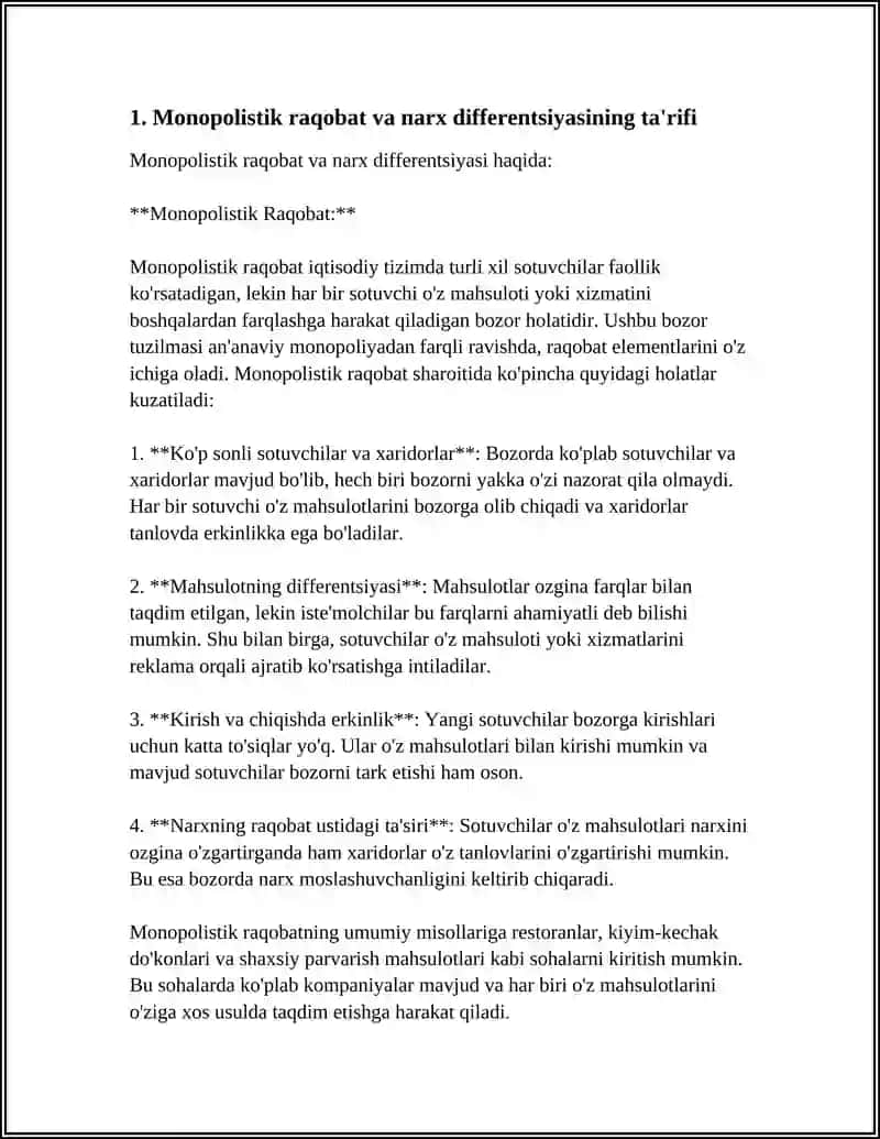 MONOPOLISTIK RAQOBAT: NARX DIFFERENTSIYASI 3